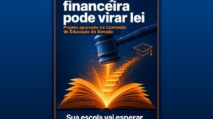 Ilustração com texto corrigido sobre projeto de lei que pode tornar a educação financeira obrigatória nas escolas