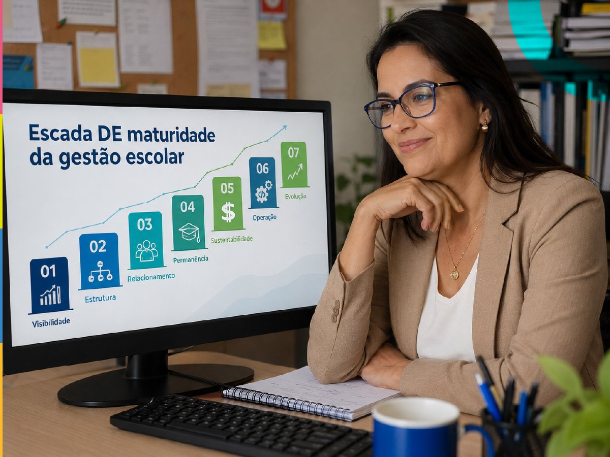 Escada DE maturidade da gestão escolar em tela